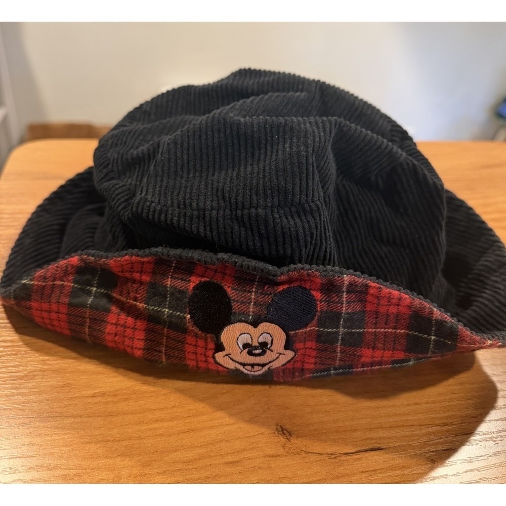 Disney Kids Corduroy Bucket Hat Mickey Mouse Hat Kidkaps For Age 3-7 90s Vintage
